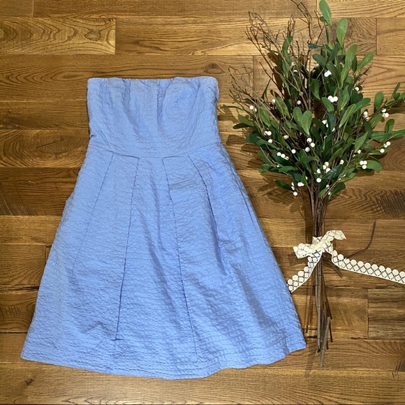 J. Crew Factory Dresses J Crew Light Blue Strapless Cotton A Line
